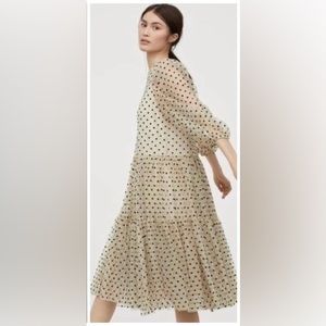 H&M tulle polka dot dress | Medium | Off-white & Black